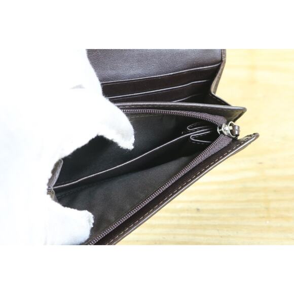 Coach Wallet Womens Brown Leather Signature C Logo Monogram Bifold Vintage - Picture 5 of 11